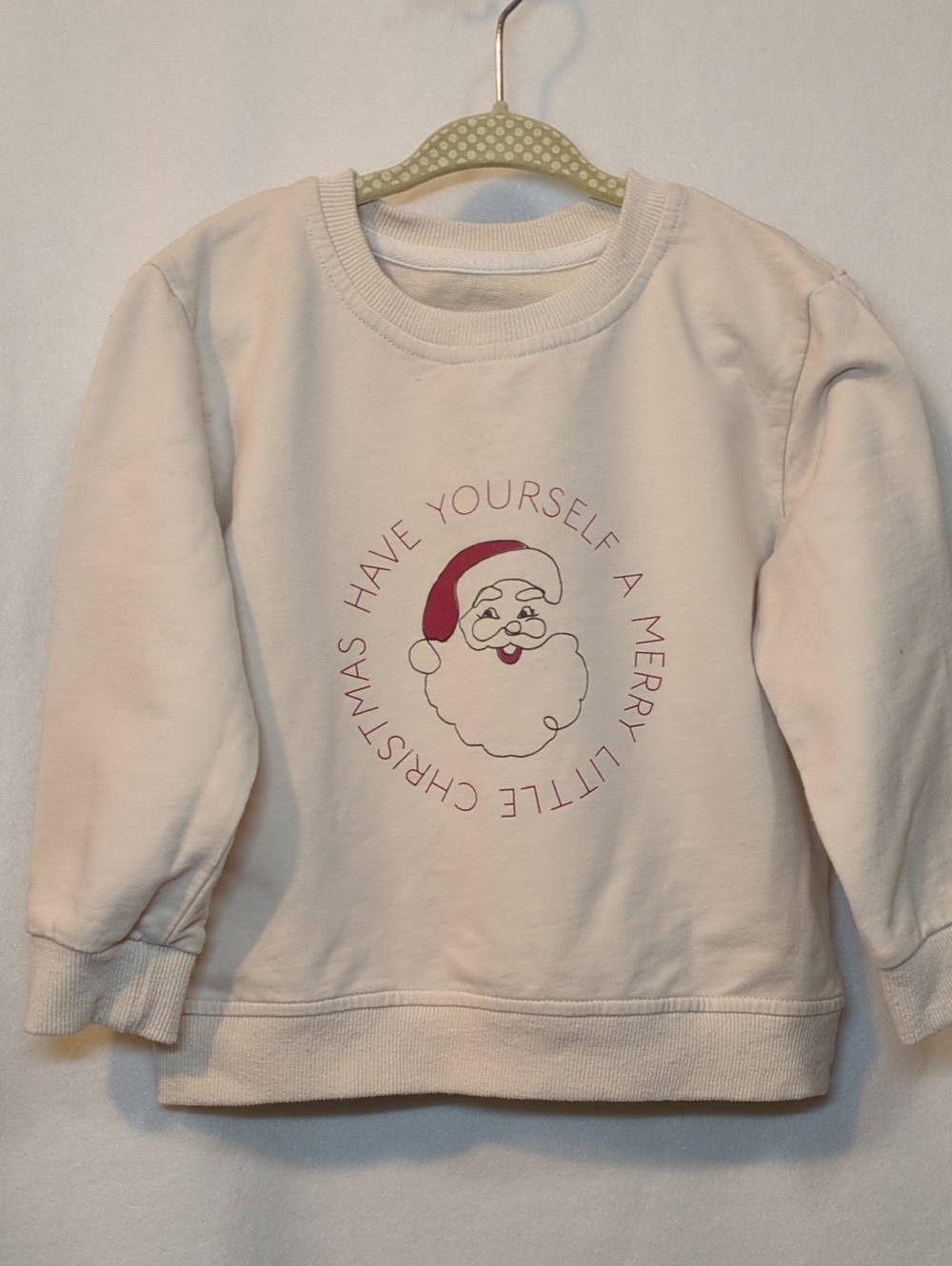 SHEIN Cream Kids Sweatshirt with Red Santa Graphic